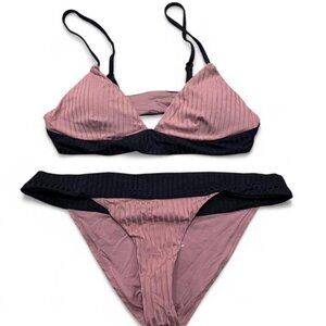 RVCA Ribbed Mauve and Black Bikini